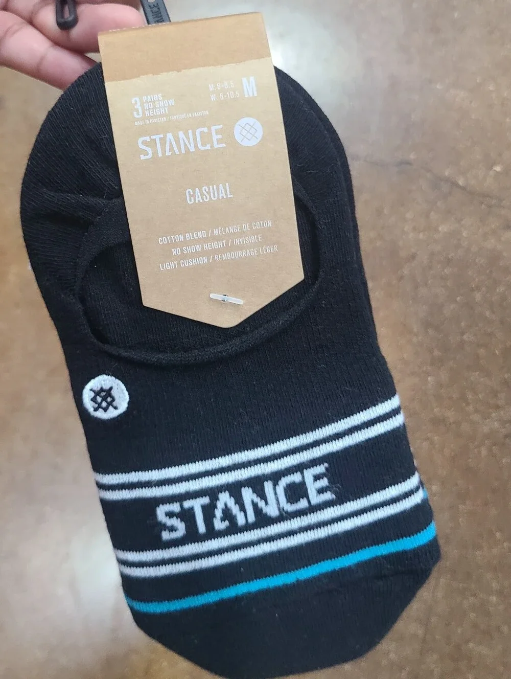 Stance No Show Invisible Socks 3 Pairs Basic Cotton Blend Liner Arch Support
